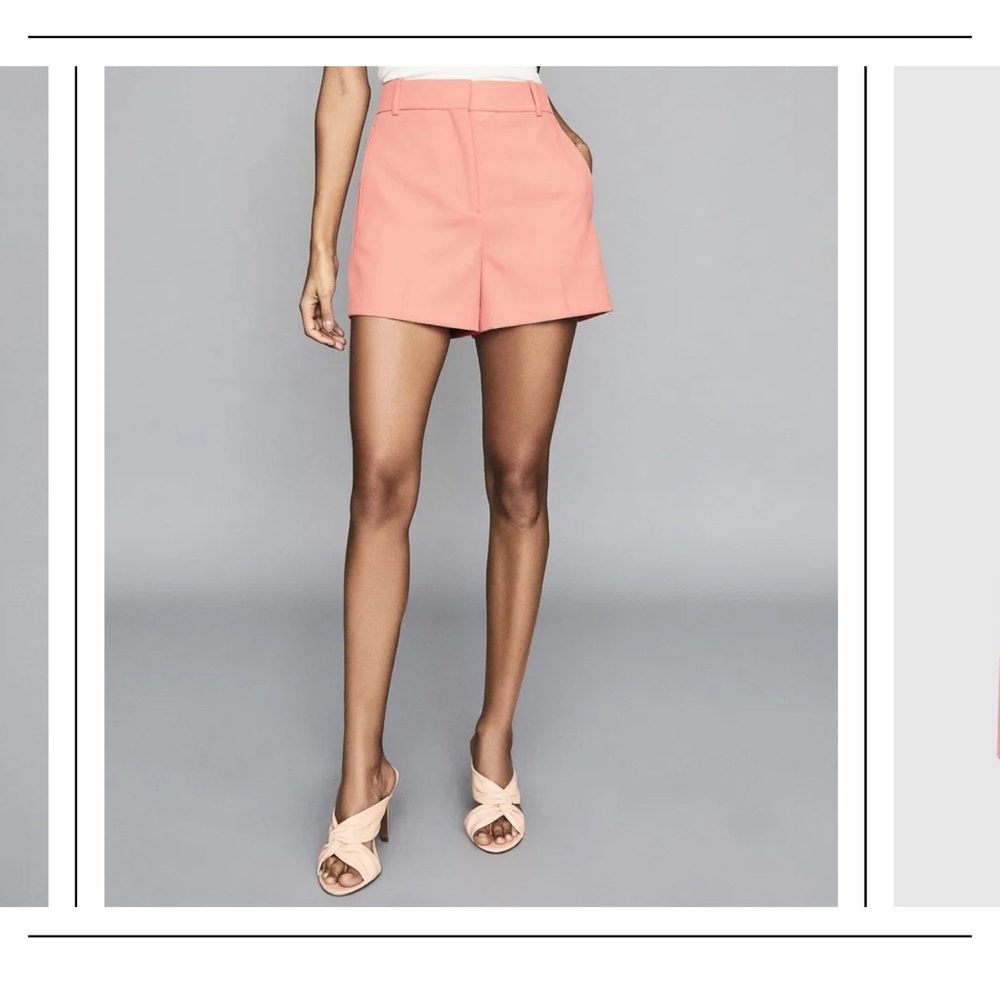 NWT REISS LADIES PHOENIX TAILORED SHORTS in APRICOT BRIGHT THICK TEXTURED FABRIC